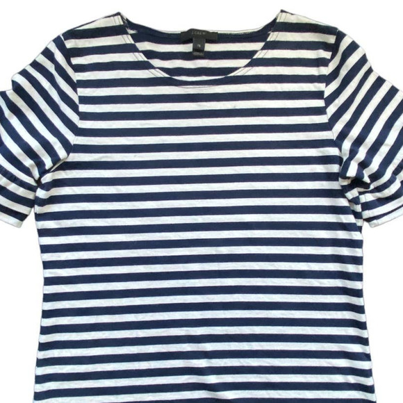 J.CREW Navy & White Striped Short-Sleeve Top - Picture 2 of 6